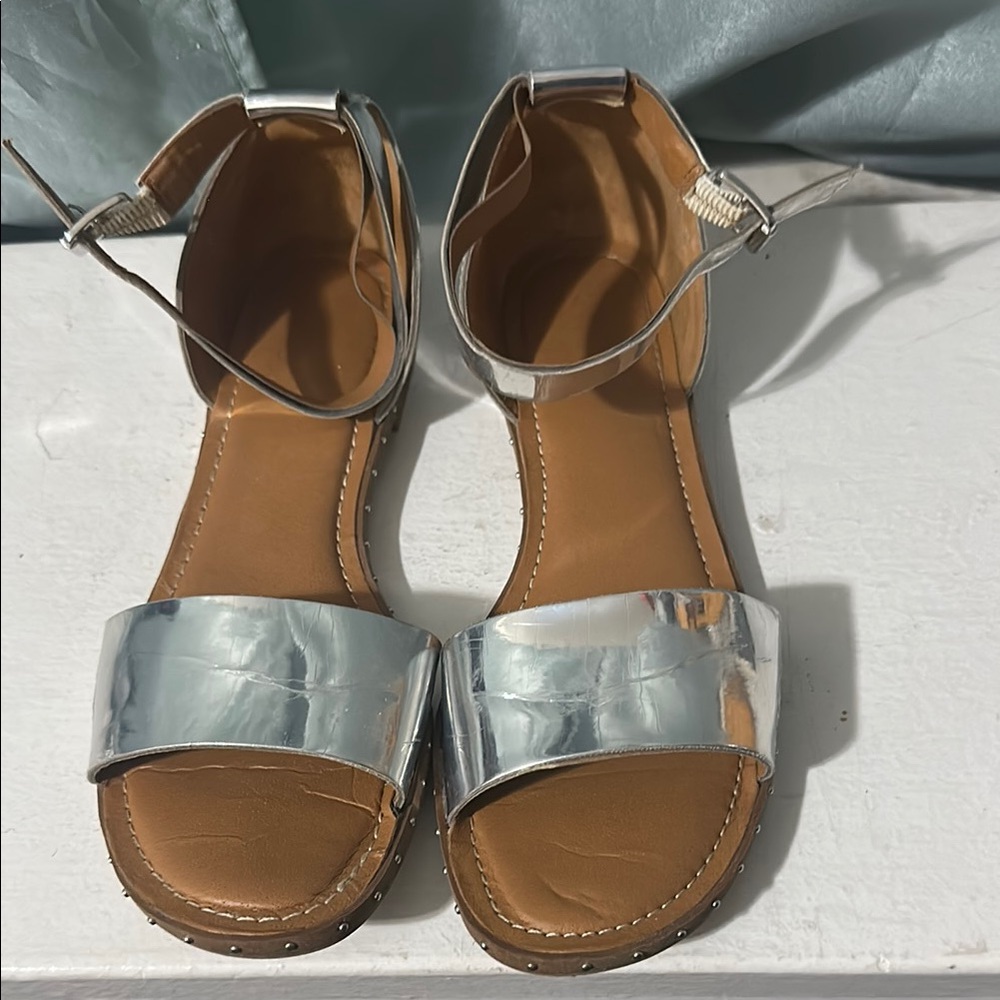 Franco Sarto size 9 metallic silver sandal.